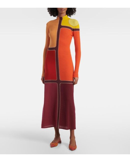 Gabriela Hearst Red Apollonis Wool And Cashmere Maxi Dress