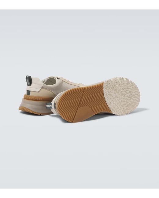 Brunello Cucinelli Sneakers Aus Veloursleder Und Leder in White für Herren