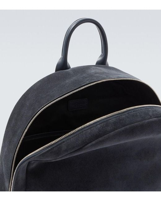 Kiton Black Leather-Trimmed Suede Backpack for men