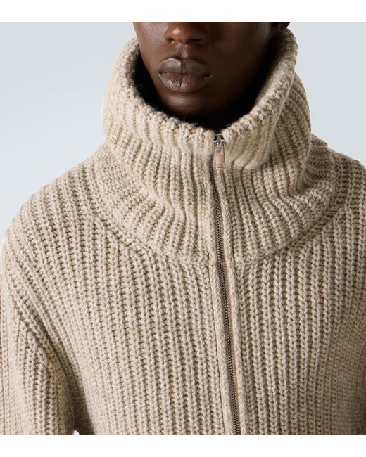 Lemaire Natural Alpaca And Yak Wool Zip-Up Cardigan for men