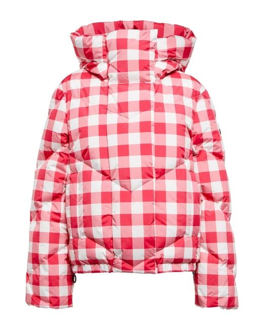 Goldbergh Bardot Checked Down Jacket in Red | Lyst