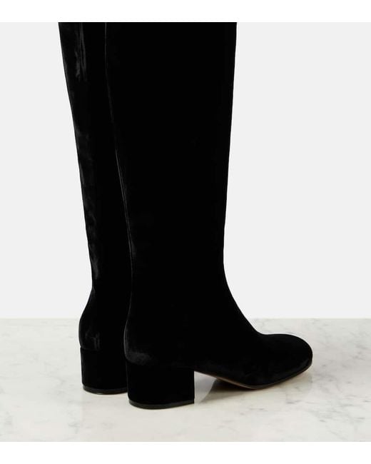 Gianvito Rossi Black Joelle 45 Velvet Knee-High Boots
