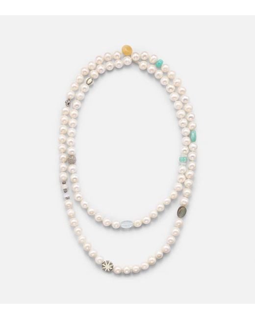 Collier A Perles D'Eau Douce, Diamants Et Tsavorites Ileana Makri en coloris White