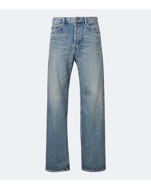 Saint Laurent Blue Faded Wide-Leg Jeans for men