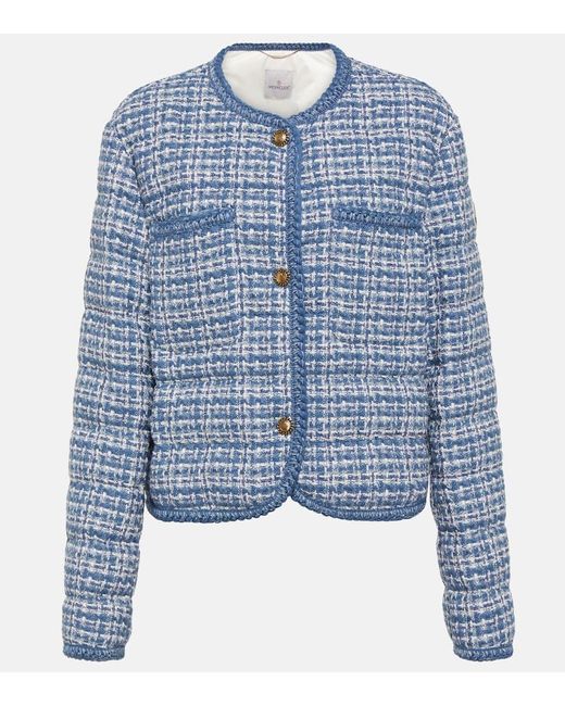 Moncler Blue Eliadi Cotton-blend Down Jacket