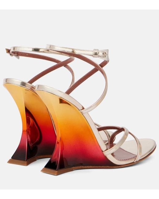 Paris Texas White Nina 105 Mirrored Leather Wedge Sandals