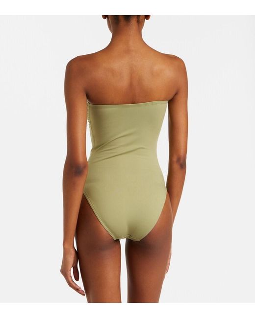 Eres Green Cassiopee Gathered Swimsuit