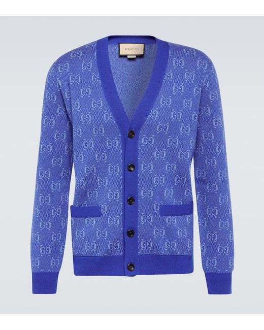 Gucci Cardigan GG aus Jacquard-Strick in Blue für Herren