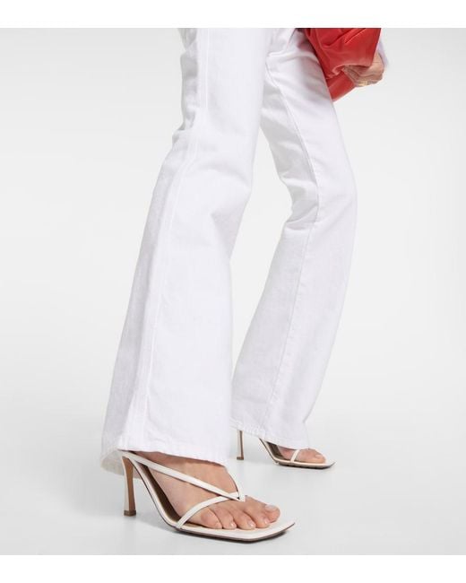 Bottega Veneta White Leather Stretch Sandals 90