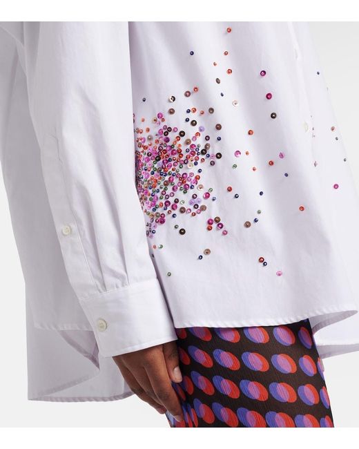 Dries Van Noten White Oversized Sequined Cotton Shirt