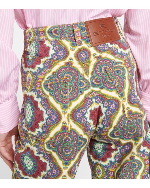 Etro Multicolor Printed High-Rise Wide-Leg Jeans