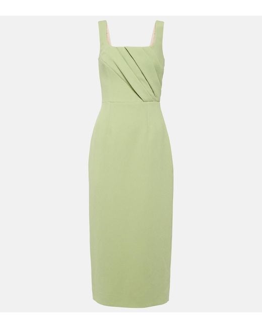Emilia Wickstead Green Arina Pleated Crepe Midi Dress