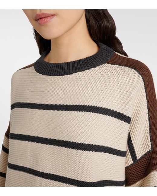 Brunello Cucinelli Natural Striped Cotton Sweater