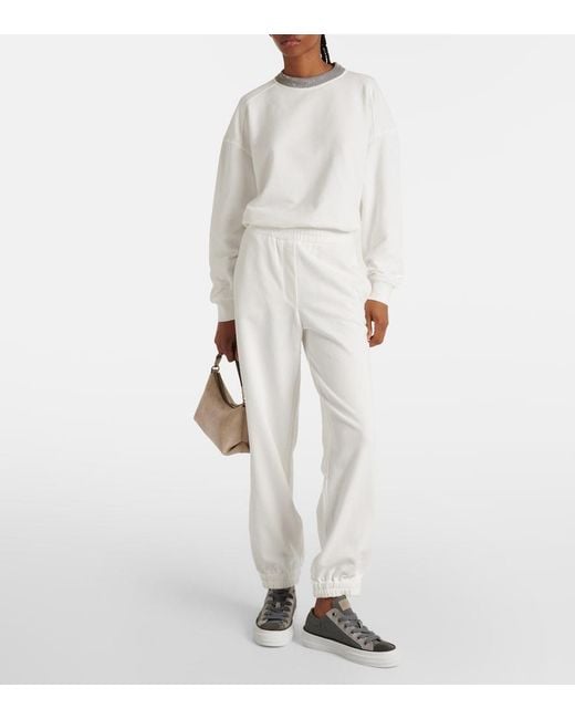 Brunello Cucinelli White Cotton Jersey Sweatpants