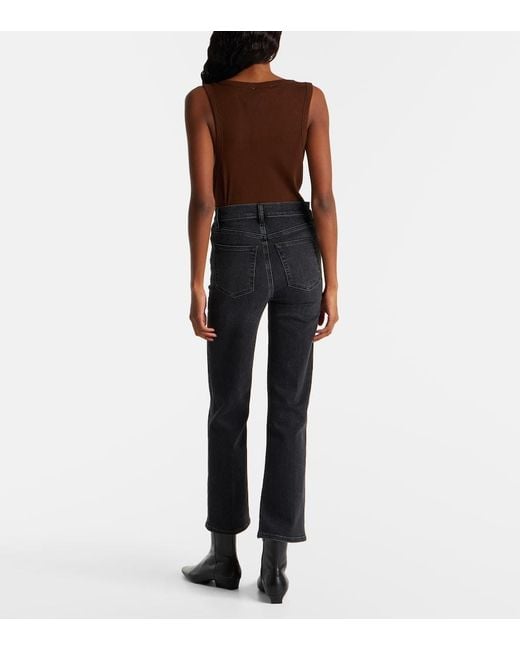 FRAME Blue Le Sleek Cropped High-Rise Straight Jeans