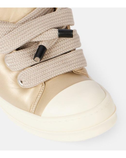 Rick Owens Natural Jumbolace Metallic Leather Sneakers