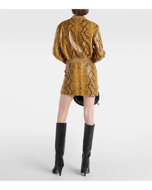 Isabel Marant Metallic Cerem Snake-Effect Leather Bomber Jacket