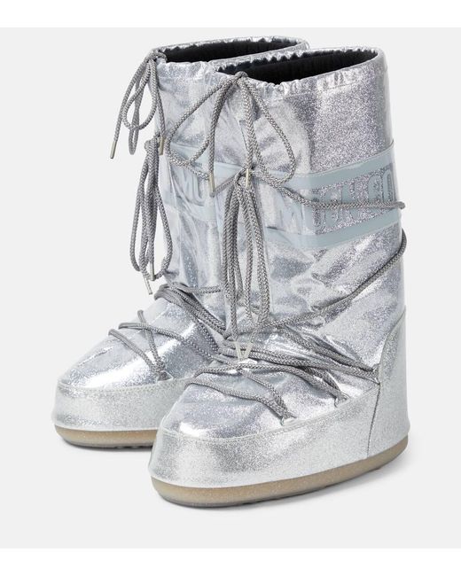 Moon Boot Gray Icon Glitter Snow Boots