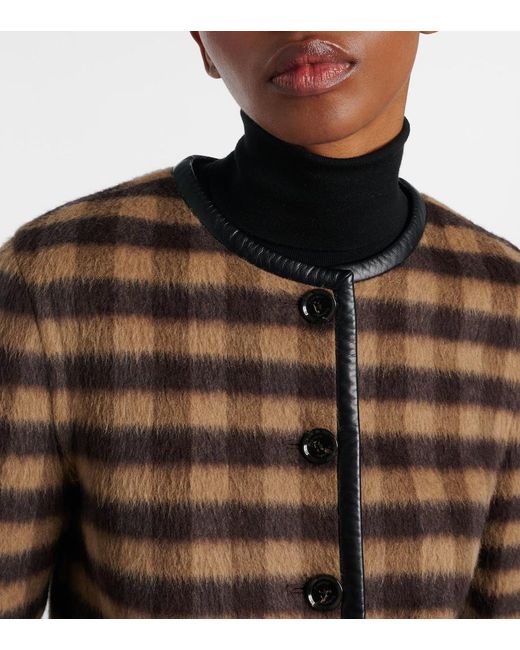 Proenza Schouler Brown Checked Leather-Trimmed Wool-Blend Jacket
