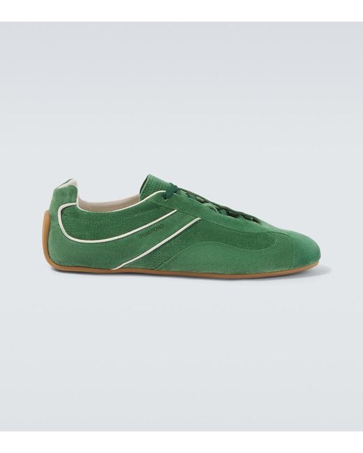Tom Ford Green Aston Suede Sneakers for men