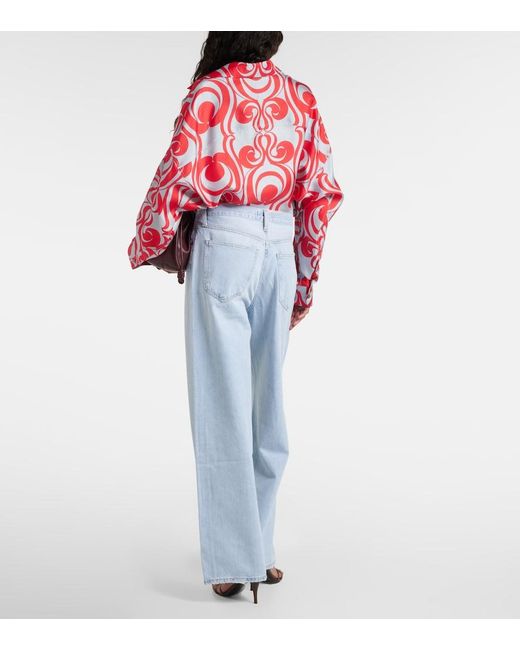 Agolde Blue Low Slung Baggy Wide-Leg Jeans