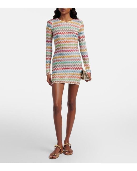 Missoni White Zigzag Lame Minidress