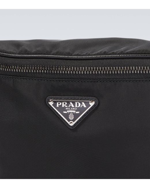 Prada Black Re-nylon Logo Belt Bag for men
