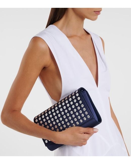 Christian Louboutin Blue Paloma Small Satin Crepe Clutch
