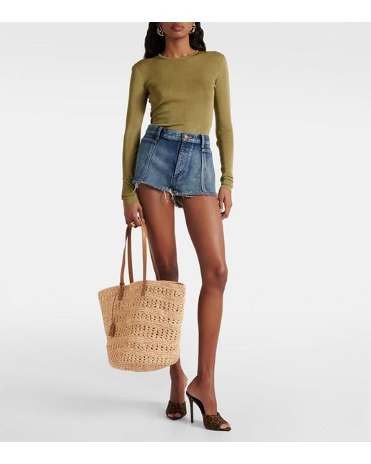 Saint Laurent Natural Panier Medium Raffia Basket Bag