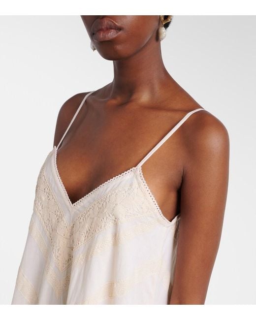 Juliet Dunn White Embroidered Cotton Midi Dress