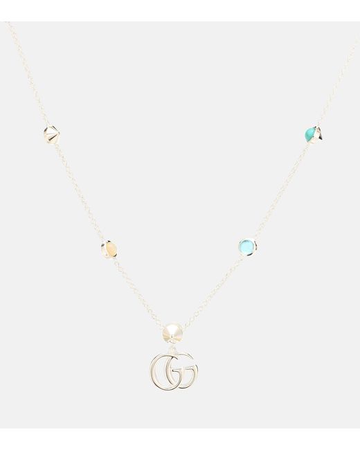 Gucci White Double G Mother-of-pearl And Topaz-embellished Sterling Silver Necklace