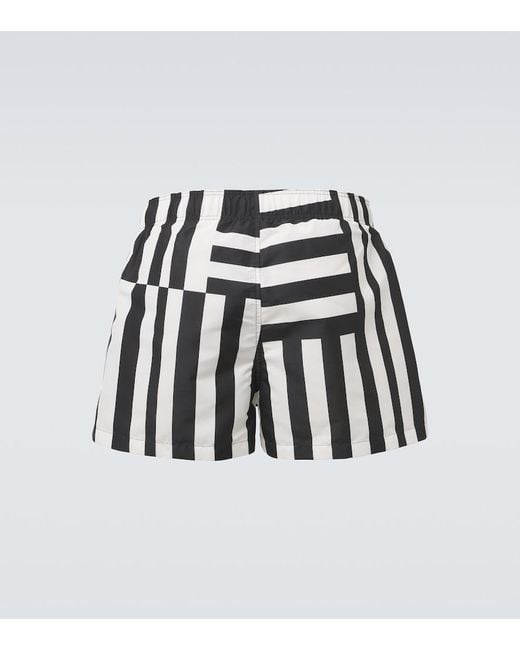 Versace White Striped Swim Trunks for men