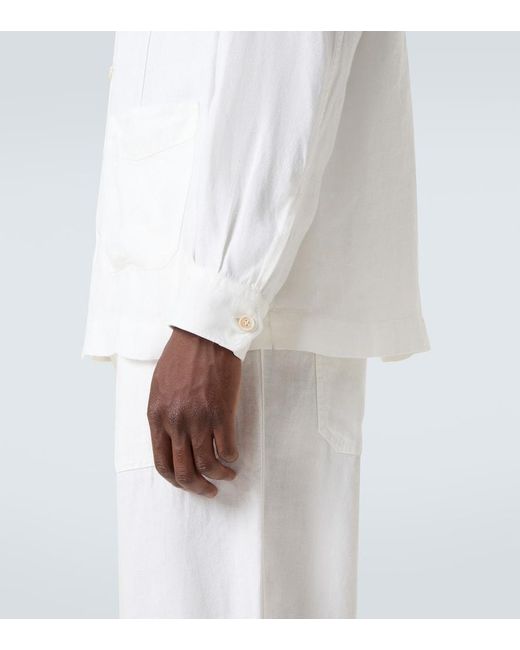 Brunello Cucinelli White Linen Shirt for men