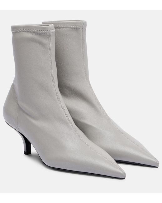 Totême Gray Leather Ankle Boots