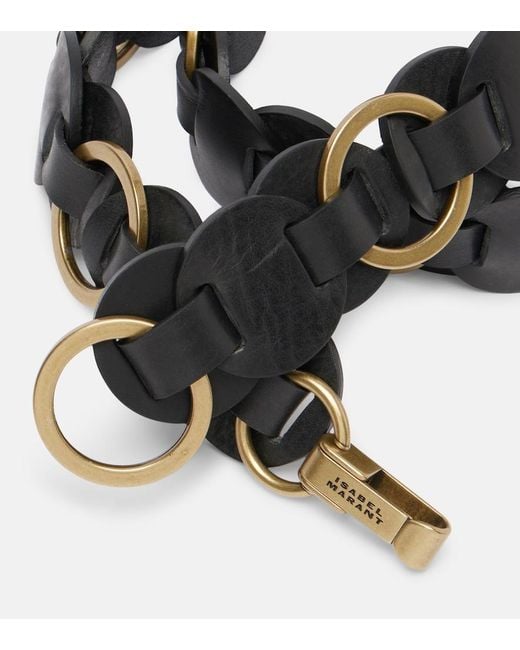 Isabel Marant Black Lota Braided Embellished Leather Belt