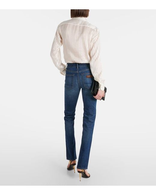 Tom Ford Blue High-rise Straight Jeans