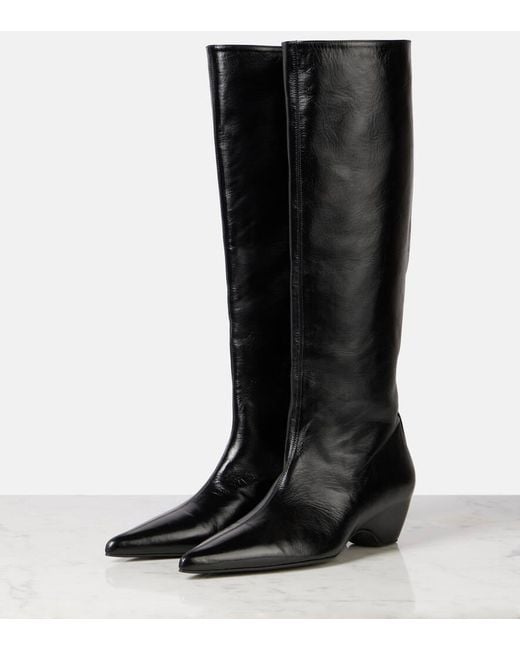 Khaite Black Sybil 40 Leather Knee-High Boots