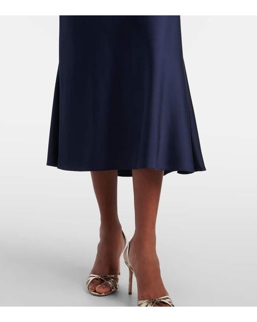Vestido Midi De Punto Boucle Y Saten Self-Portrait de color Blue