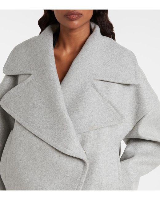 Balmain Gray Oversized Wool And Cashmere Peacoat