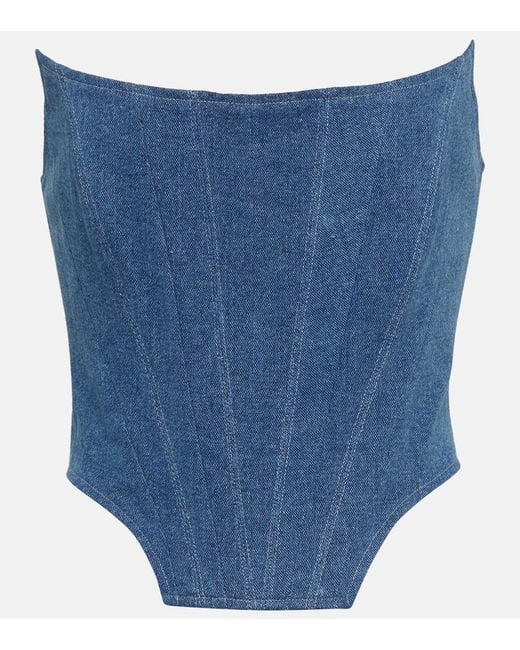 GIUSEPPE DI MORABITO Blue Denim Bustier Top
