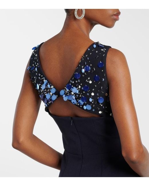 Safiyaa Blue Melina Embellished Crepe Gown