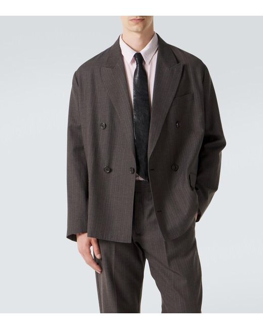 Our Legacy Black Halt Striped Wool And Cotton Blazer for men