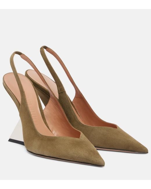 The Attico Brown Cheope 105 Suede Slingback Pumps
