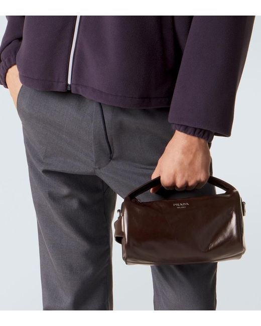 Prada Black Leather Tote Bag for men