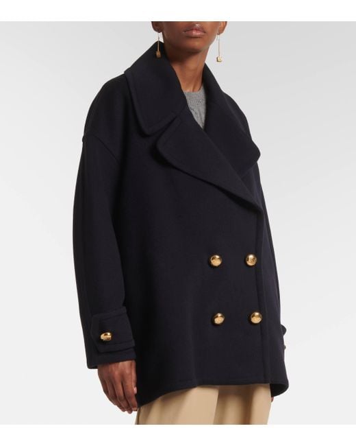 Loewe Blue Pebble Wool Peacoat