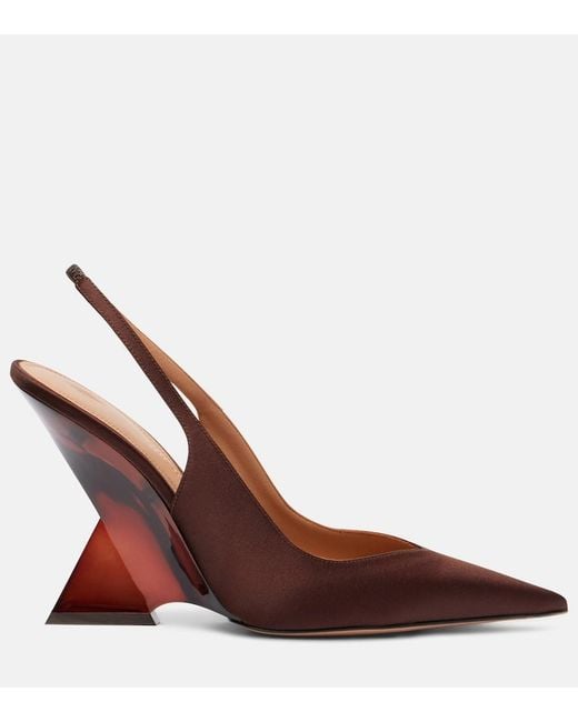 The Attico Brown Satin Slingback Wedges