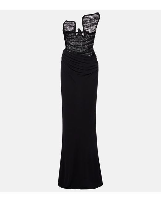 Christopher Esber Black Robe Salacia Mit Spitze