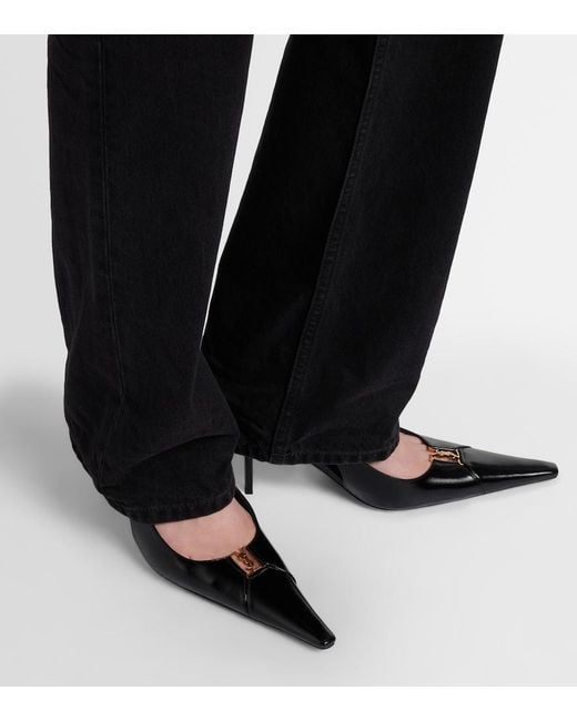 Saint Laurent Black Babylone Breteuil 75 Slingback Pumps
