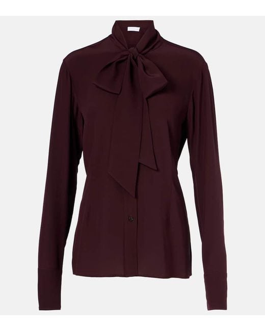 Stella McCartney Purple Tie-Neck Silk Blouse