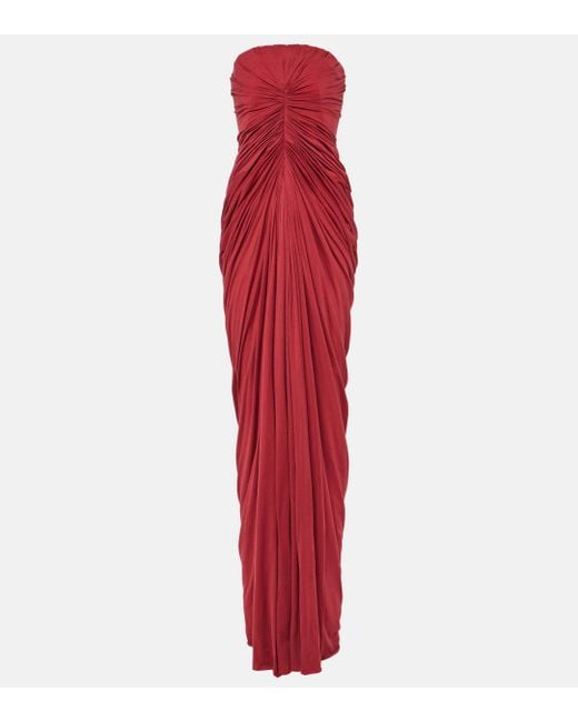 Rick Owens Red Radiance Cotton Jersey Bustier Gown